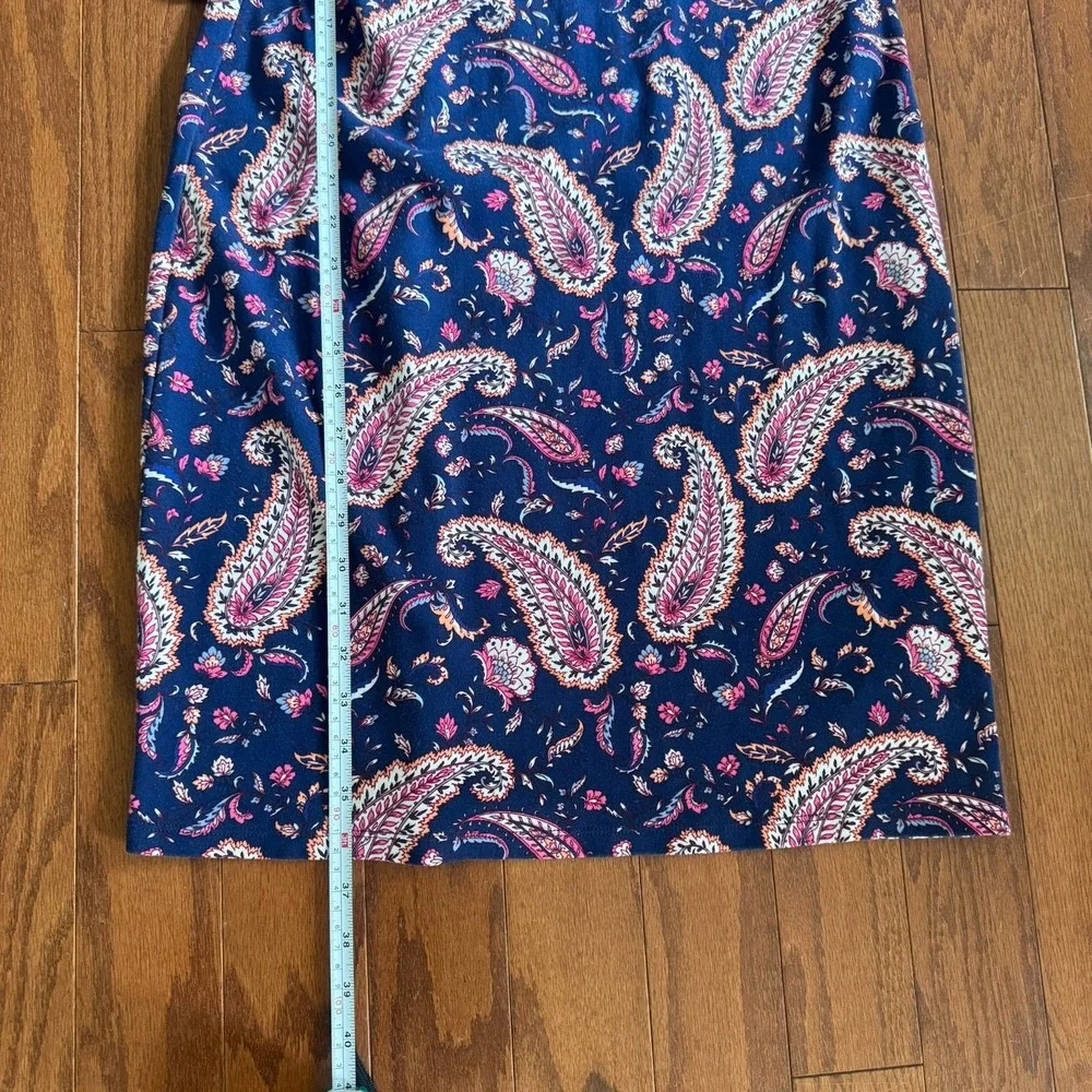 Talbots Dress Women's Sz‎ M Blue Pink Paisley Split Neck 3/4 Sleeve Lounge